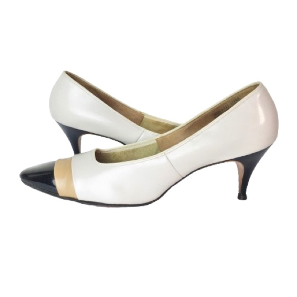 Vintage 60s Life Stride Pumps High Heel Shoes Toe Cap 8AA extra narrow